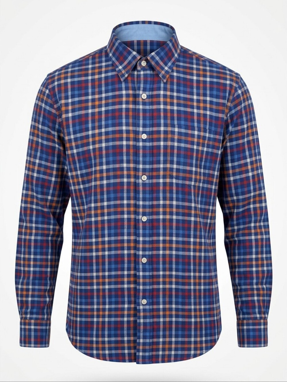 IZOD Mens Long Sleeve Plaid Button Down Shirt Blue Orange Red XXL Casual Work
